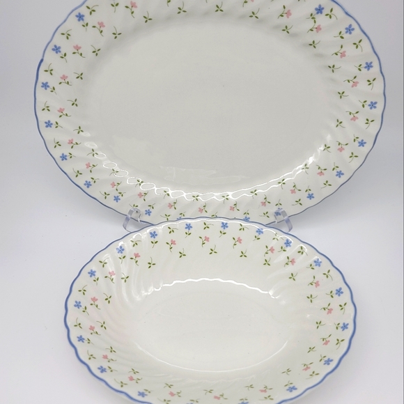 Johnson Brothers Melody Serving Set Platter and Salad Bowl - Picture 3 of 9